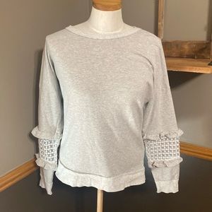 ACOA Boutique Gray long sleeve top with lace details Size Small